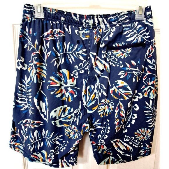 Kirkland Men's L Navy Swim Trunks Multicolor Leaf Print - Picture 3 of 7